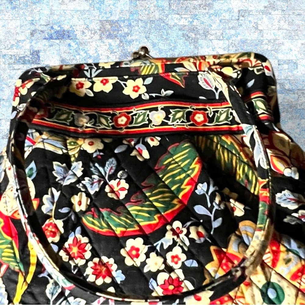Vera Bradley Floral Alice in Versailles print. Shoulder Bag - Black, Red, Green - Picture 2 of 11